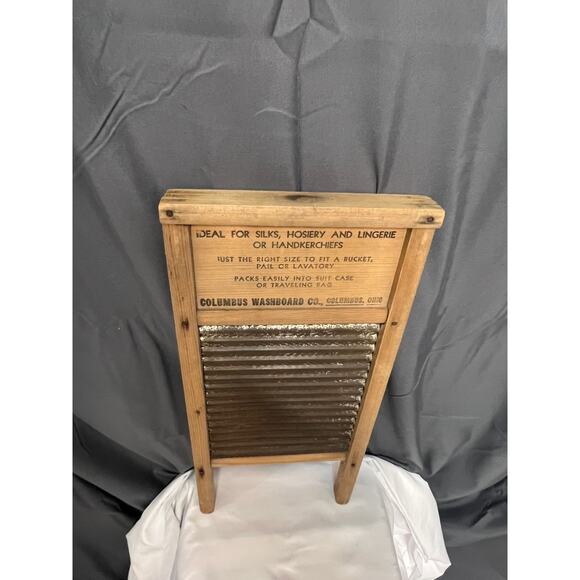 Set of 2 Vtg. Small Wooden Columbus Dubl Handi Galvanized Metal Washboards - Picture 13 of 16